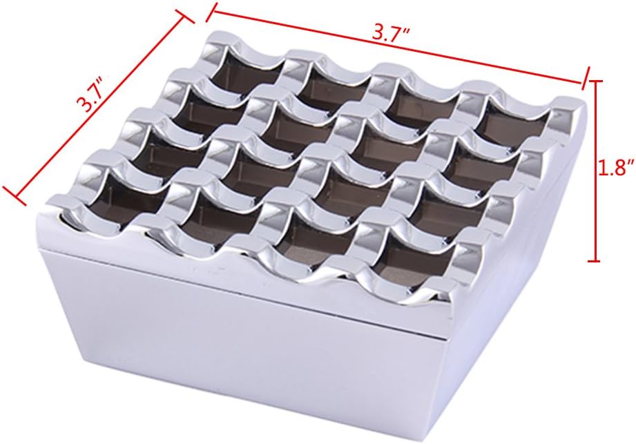 Vintage Metal Small Cigar Ashtrays,16 Grids Novelty Fashion Windproof Cigarettes Ashtray Tabletop Decor Cigarillo Ash Tray,Silver