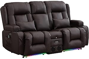 TUNYI Power Loveseat Recliner Sofa with Massage & Heat