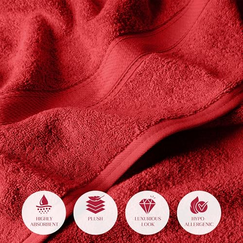 SUPERIOR Egyptian Cotton Pile 6 Piece Towel Set, Includes 2 Bath, 2 Hand, 2 Face Towels/Washcloths, Ultra Soft Luxury Towels, Thick Plush Essentials, Guest Bath, Spa, Hotel Bathroom, Red by SUPERIOR - Image 6