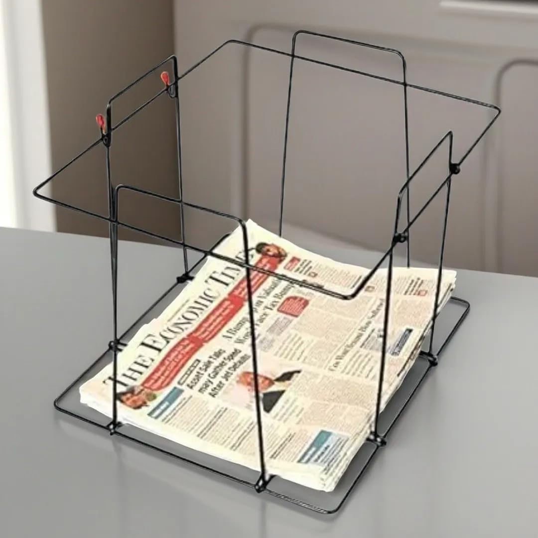 Arham art Multipurpose Folding Newspaper Holder Bin for Magazines, Paper, Records, Artwork, Versatile Storage Organization Utility for Home, Office(39x30x33 cm)-image-1