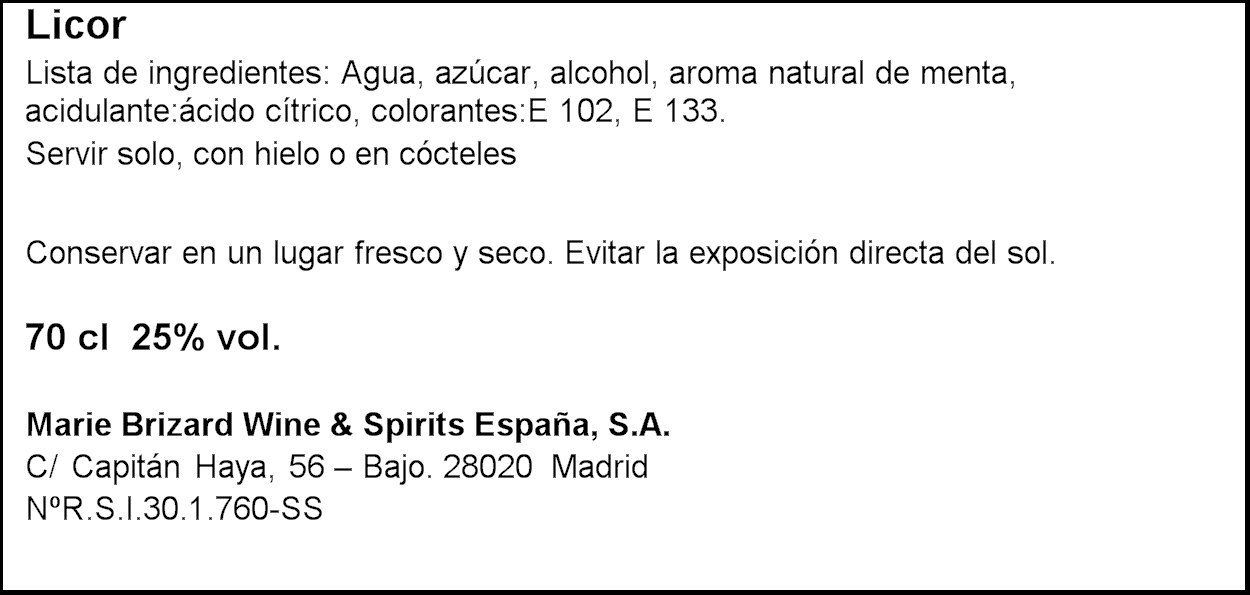 Marie Brizard - Licor Peppermint 70 cl