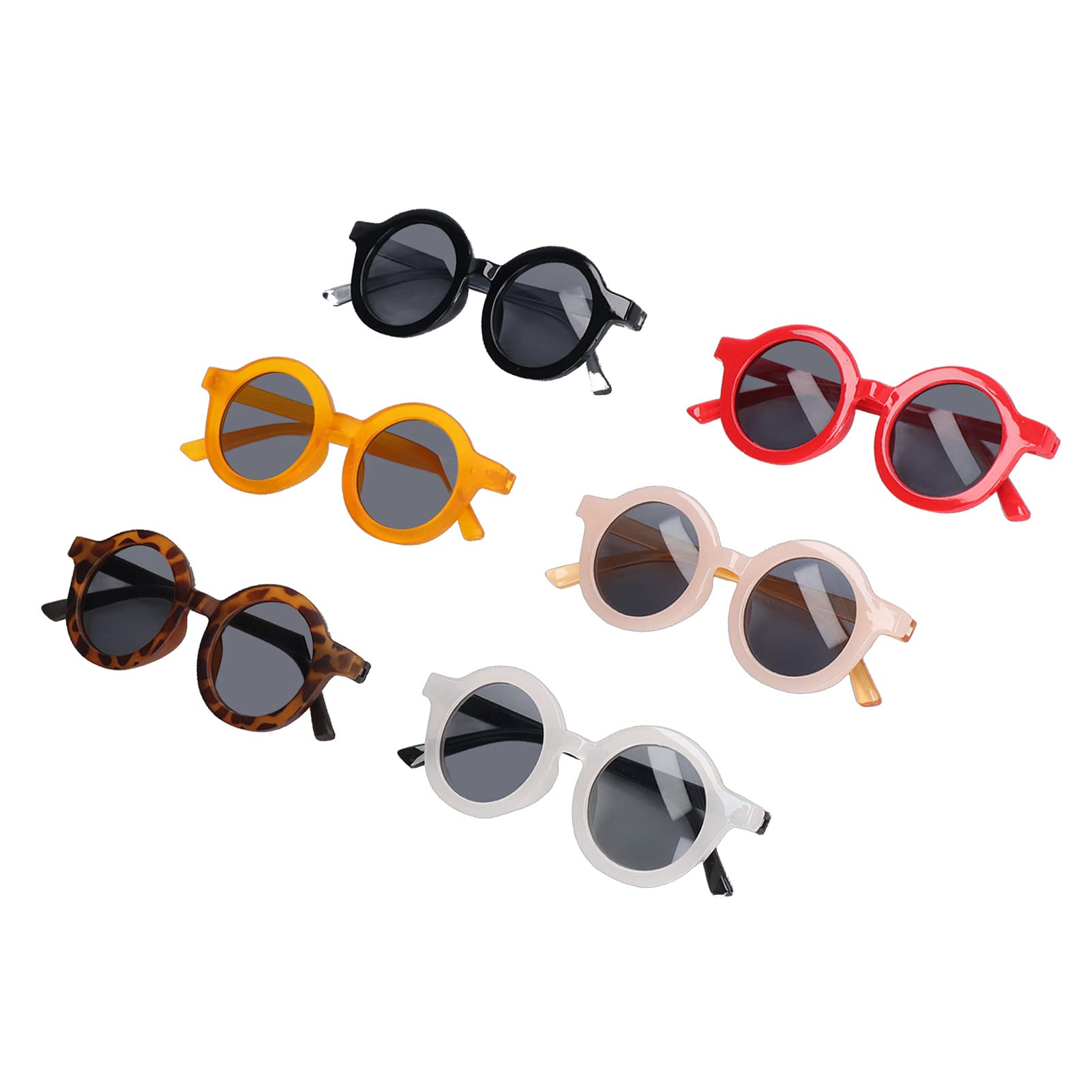 RIZGHWOY Gafas de Sol Redondas y Coloridas para Niños en un Juego de 6, Gafas de Sol Ligeras con Protección UV, Ideales para Uso en Exteriores