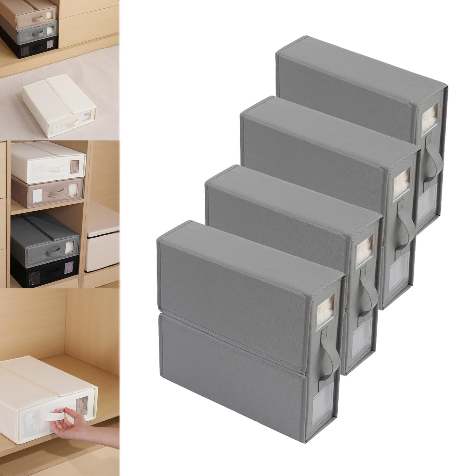 Set organizer per lenzuola, pieghevole, per coperte, copripiumino e lenzuola, 4 pezzi, grigio
