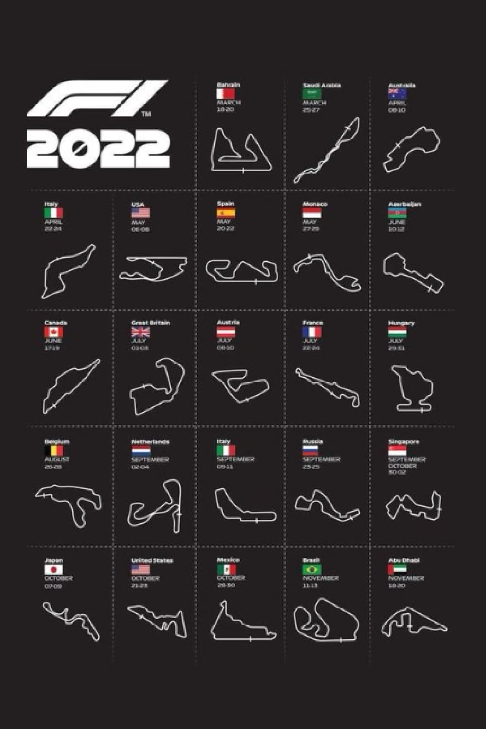 F1 themed notebook: F1 formula 1 racing 2022 circuits notebook