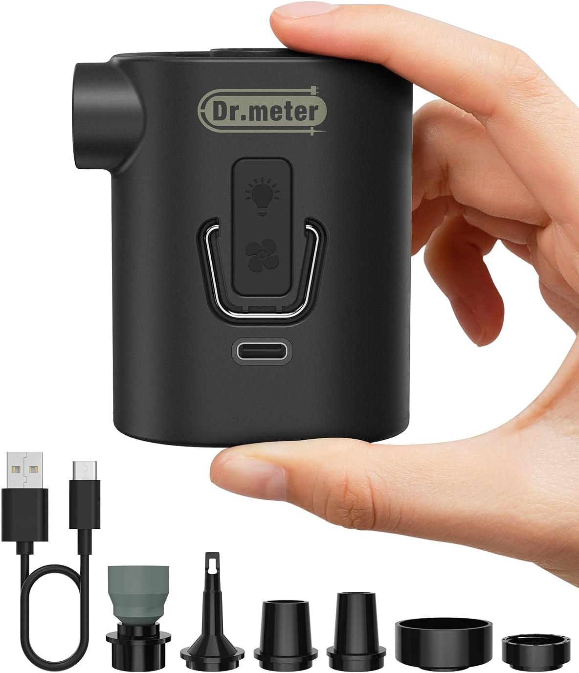 Bomba de aire para inflables, bomba de colchón de aire recargable de 3600 mAh con luz de campamento de 4.8 kPa, inflado rápido, desinflado, mini