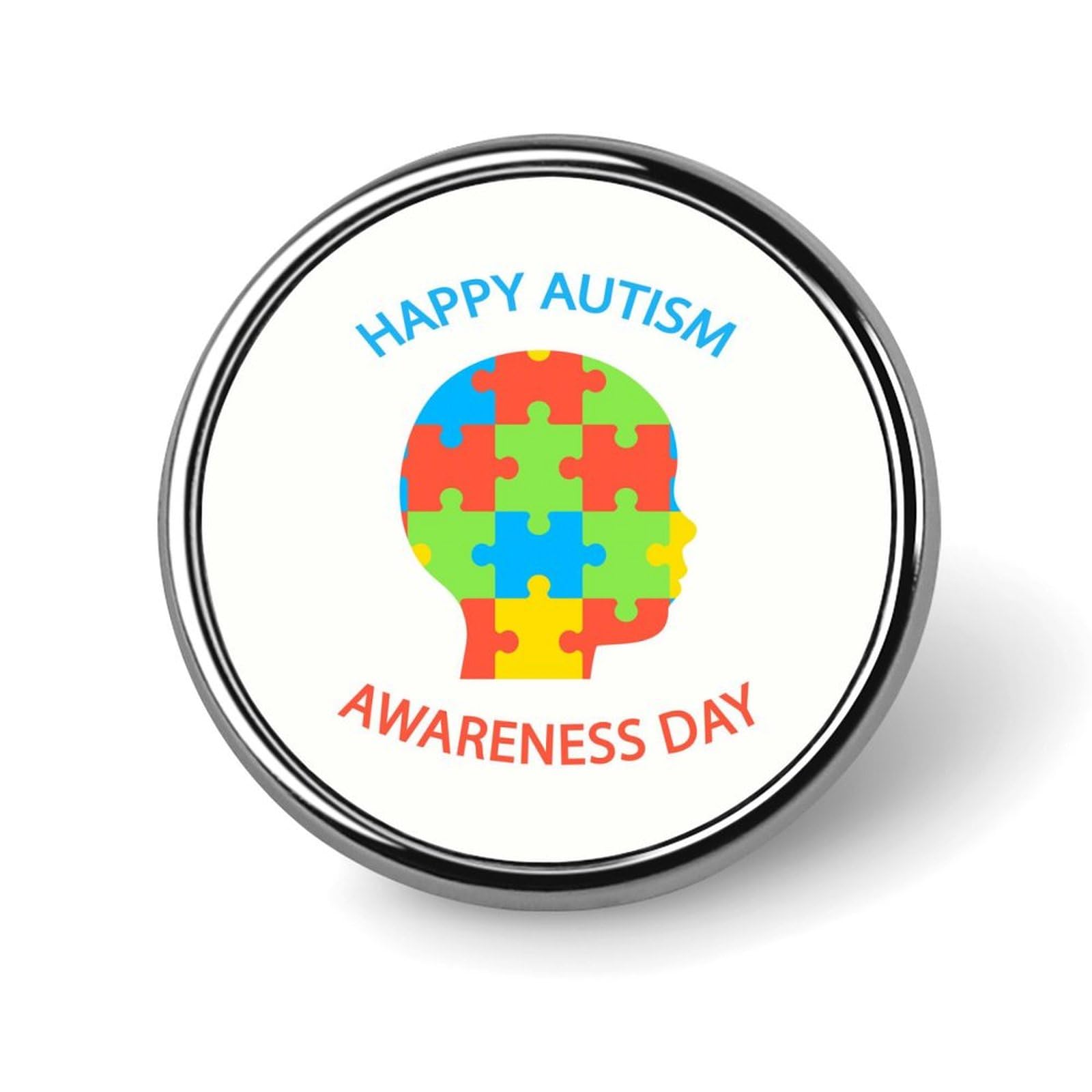 Autism Awareness Day Pins Round Buttons Brooches Enamel Lapel Pin Party Supplies Decor Badges for Hats Clothes Bags