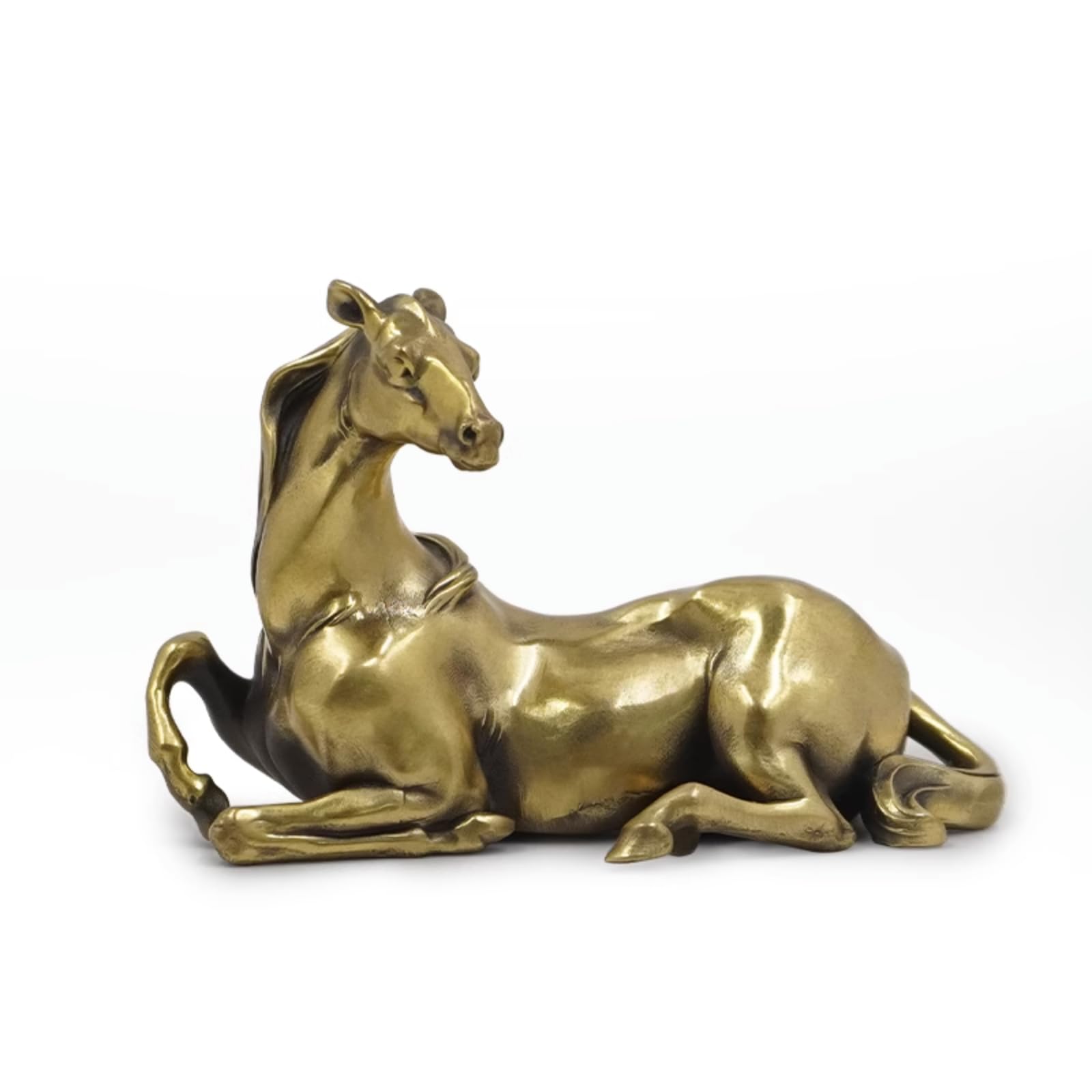 NGDFGR Brass Steed Miniature Statue Living Room Desktop Office Feng Shui Decorations, Metal Lucky Animal Zodiac Horse Sculpture Study Bookshelf Desktop Ornaments