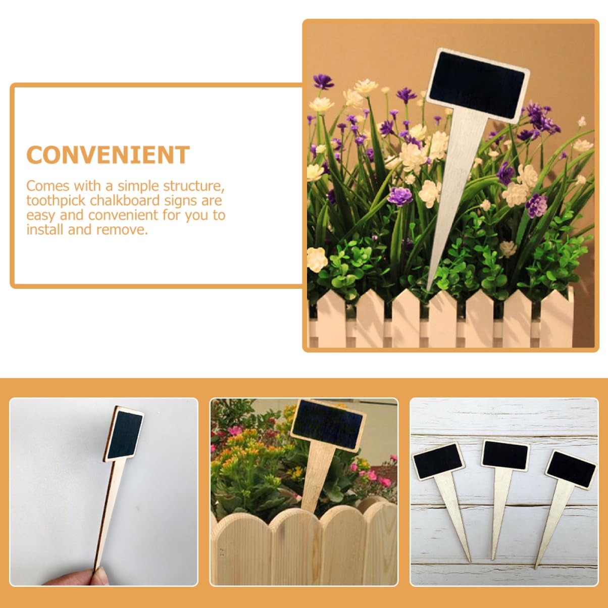 ibasenice 5 Ensembles Panneaux Mini Ardoises Étiquettes Pour Plantes Avec Bâtonnets Pour Identifier Vos Fleurs Et Décorer Vos Pots De Fleurs 18 Pièces * 5