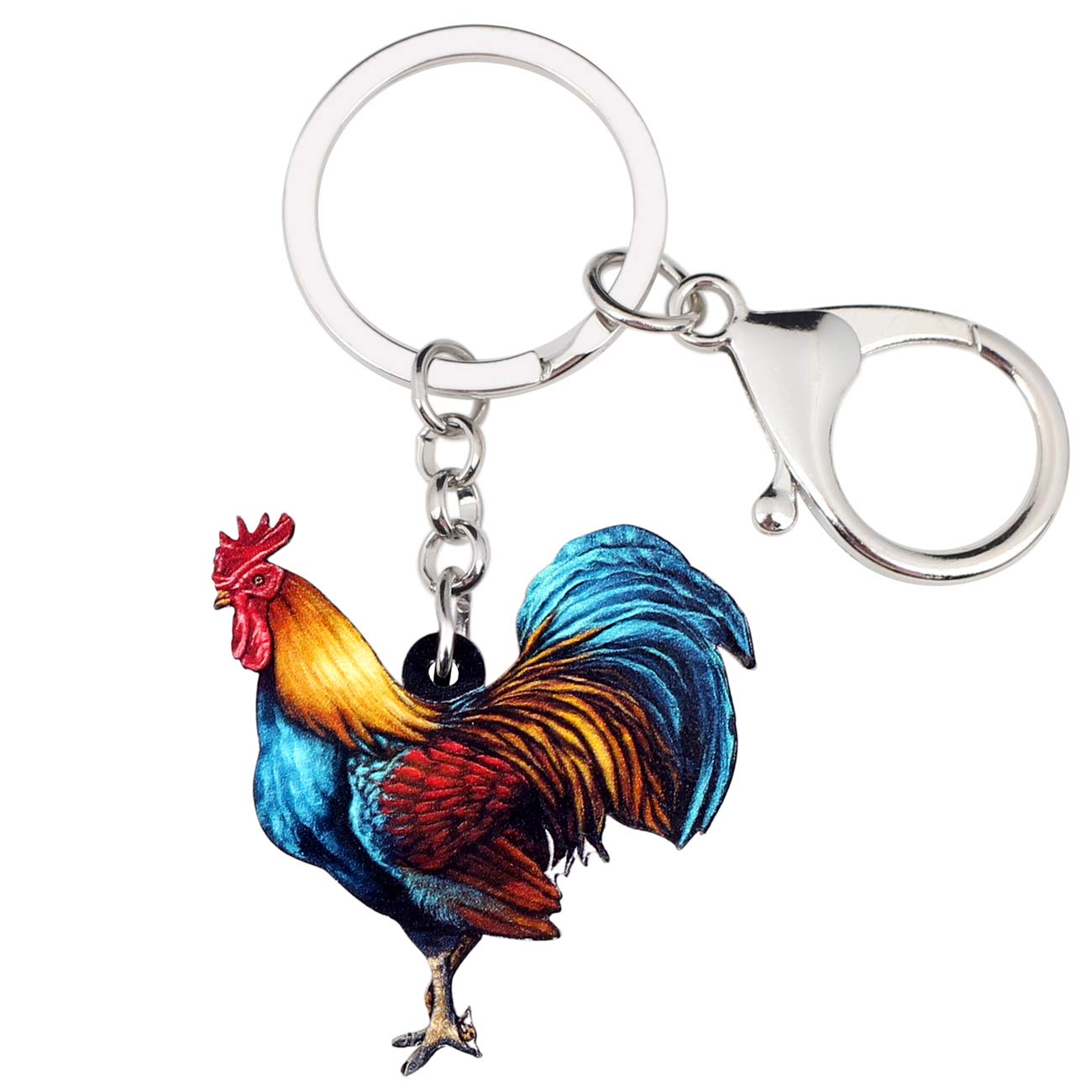 DOWAY Farm Chicken Rooster Keychain Keyring Bag and Belt Loop Accessory for Kids Adults Party Jewelry Gifts (Multicolor)