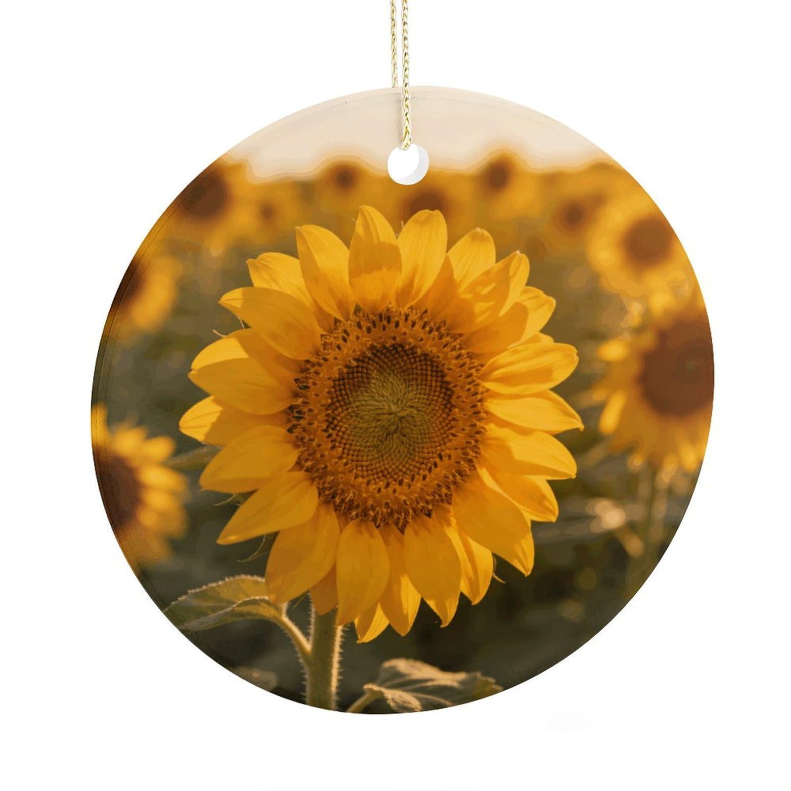 Fodpand Women's Style Sunflower Ceramic Christmas Ornament,Wall Hanging Decor Windows Hanging Decor Best Friend Birthday Gifts, Friendship Gifts Car Hanging Ornament Gift For Girls, Teachers 2.9 In