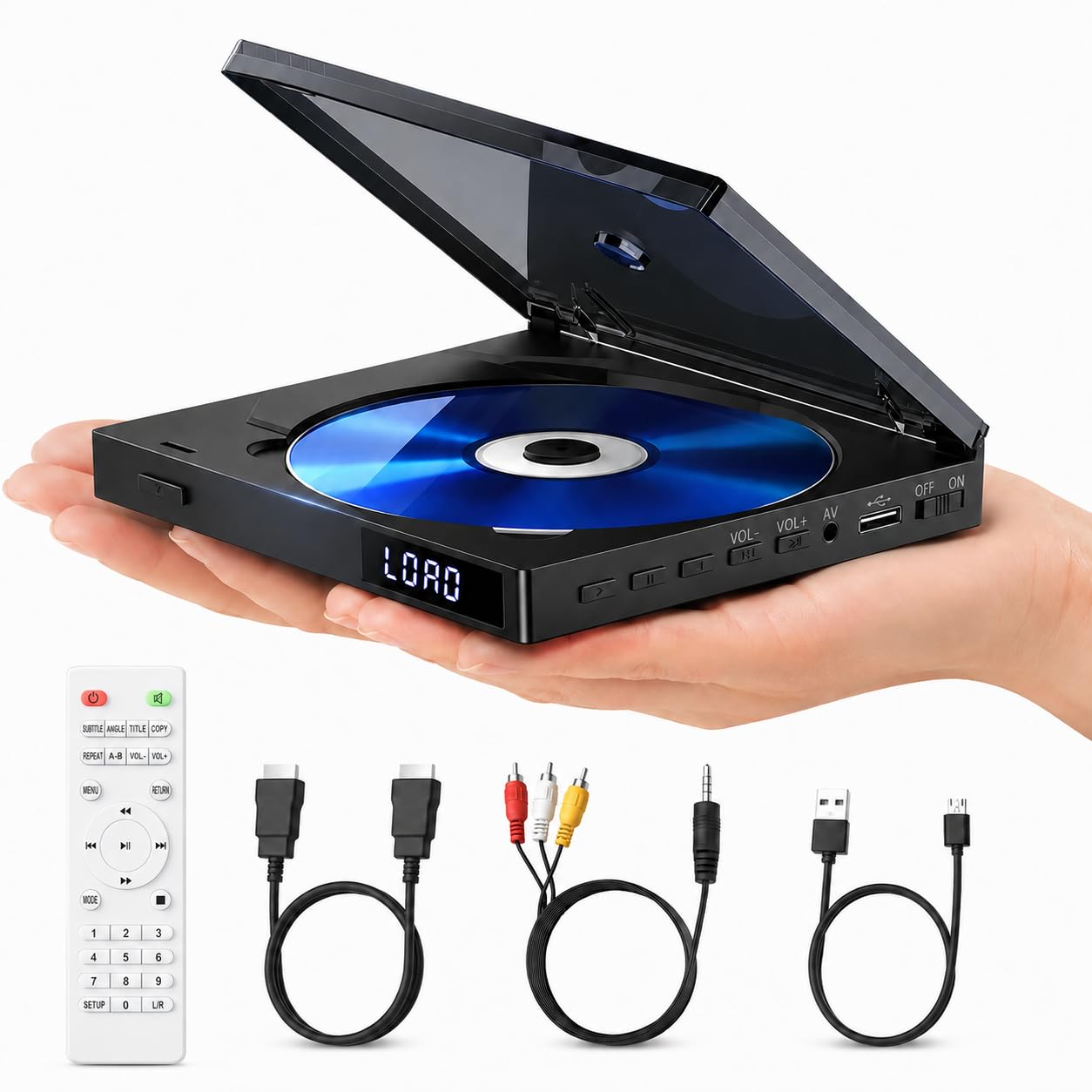 MINI DVD Player HDMI, 1080P Kleiner DVD Player für TV | Alle Regionen Frei, Speicherwiedergabe mit HDMI & AV-Verbindung, Fernbedienung, Unterstützt PAL/NTSC