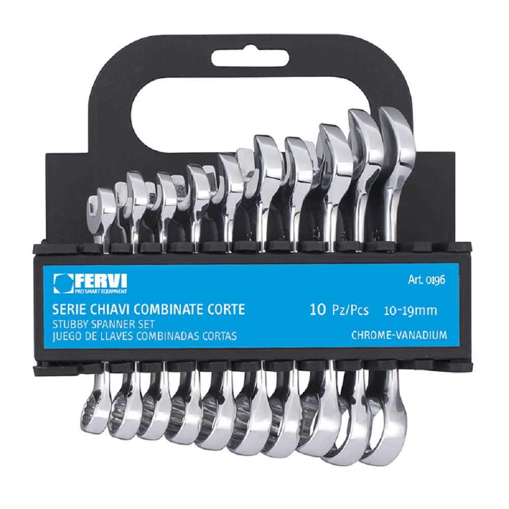 Clés courtes Fervi 0196 finies en chrome poli miroir pour la mécanique auto