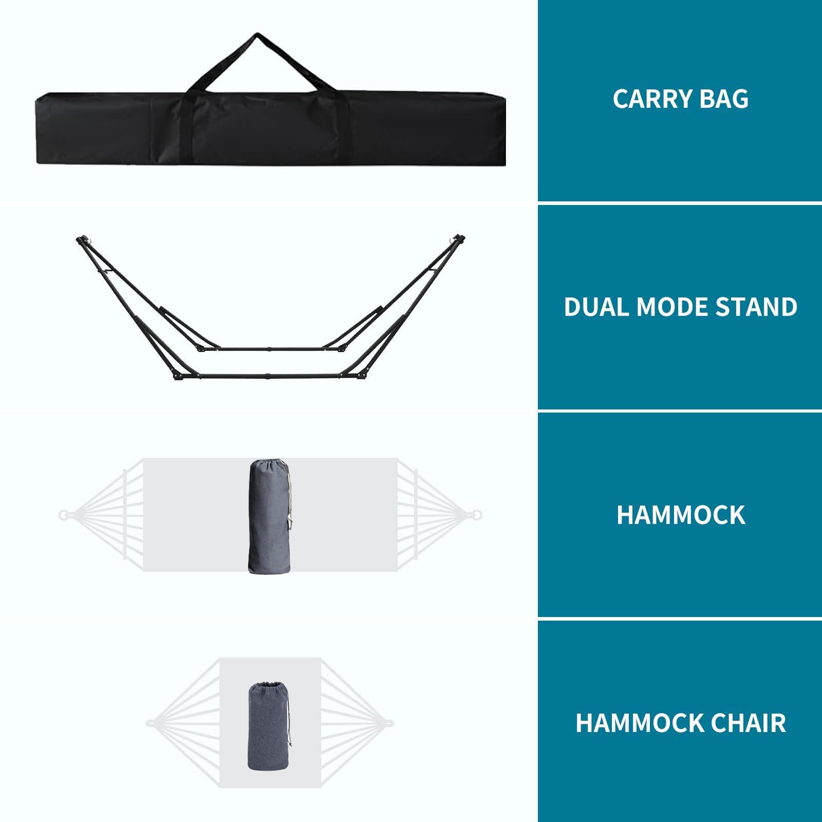 Ensemble de chaises hamac multifonctionnelles avec support pliable, ensemble de chaise hamac portable multifonctionnel pour intérieur et extérieur, charge maximale 200 kg, blanc