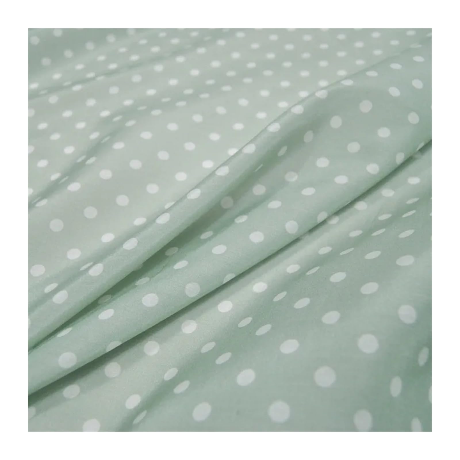 Silk Cotton Polka Dot Fabric Green 1 Meter