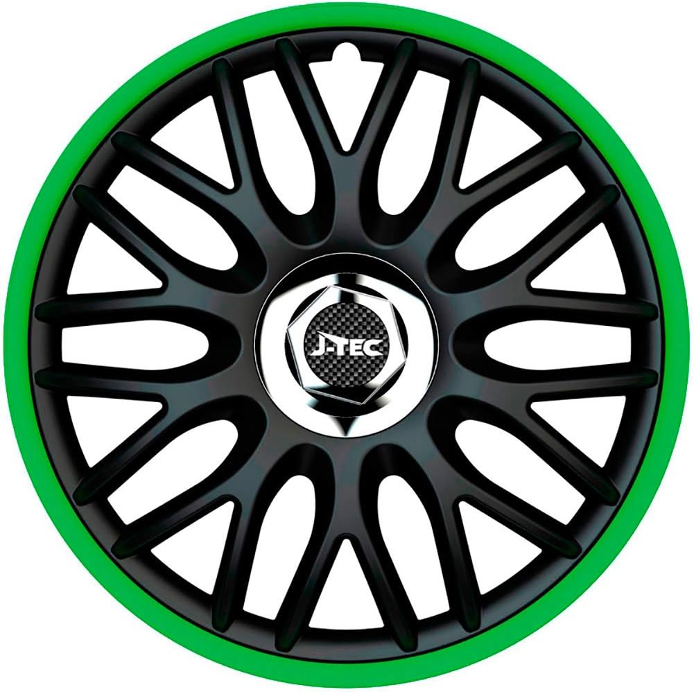 Gorecki J16517 Set J-Tec Wheel Covers Orden R 16-inch Black/Green + Chrome Ring