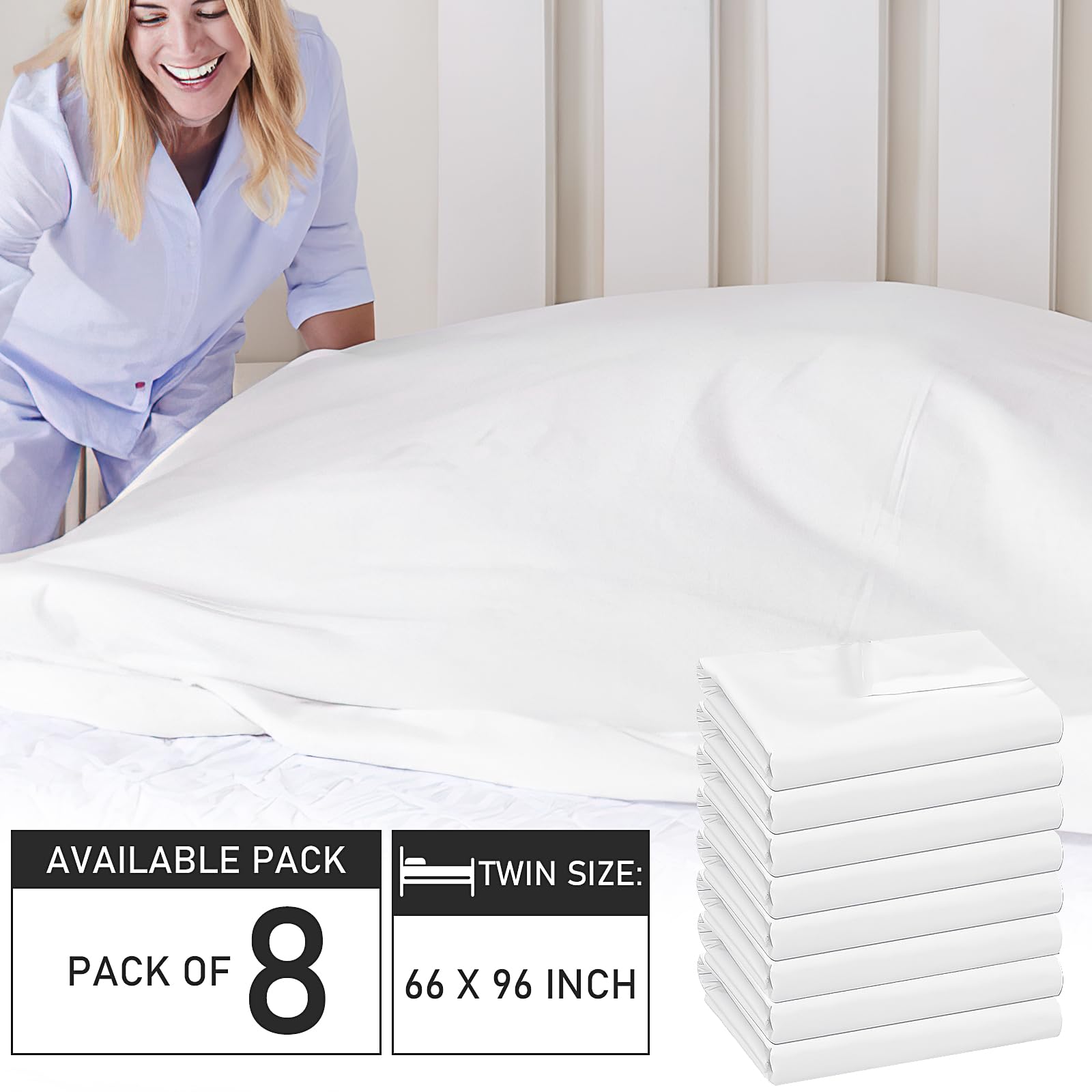 Airbnbs - 8 lenzuola per letto king size, in poliestere traspirante, per hotel, casa, agenzia di viaggi Airbnbs (168 x 244 cm)