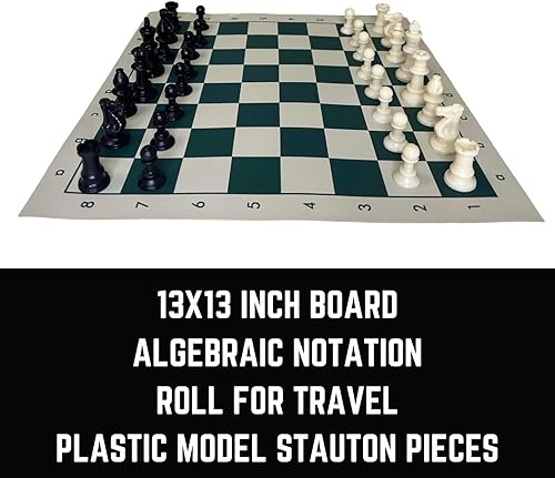 Miniatura 4 de Juego de ajedrez para torneos juego portátil y profesional con rollo de tubo de plástico portátil de viaje. Piezas de ajedrez Staunton de plástico,