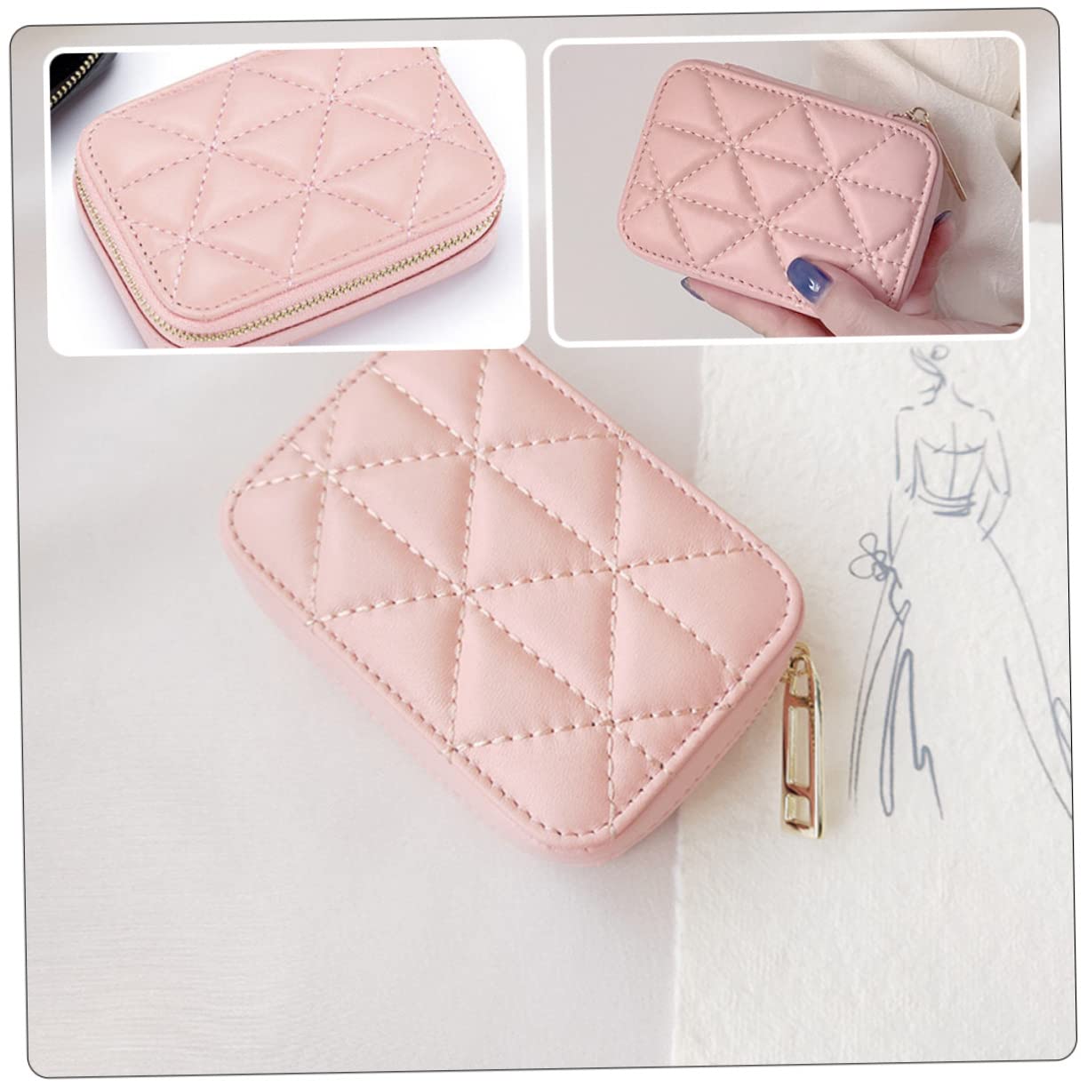 FRCOLOR 3stücke Kleine Kosmetiktasche Mit Spiegel Tragbarer Lippenstift-Organizer Für Make-up Elegantes Design Aufbewahrung Für Lippenstifte Für Damen Und Mädchen Geschenkidee Für