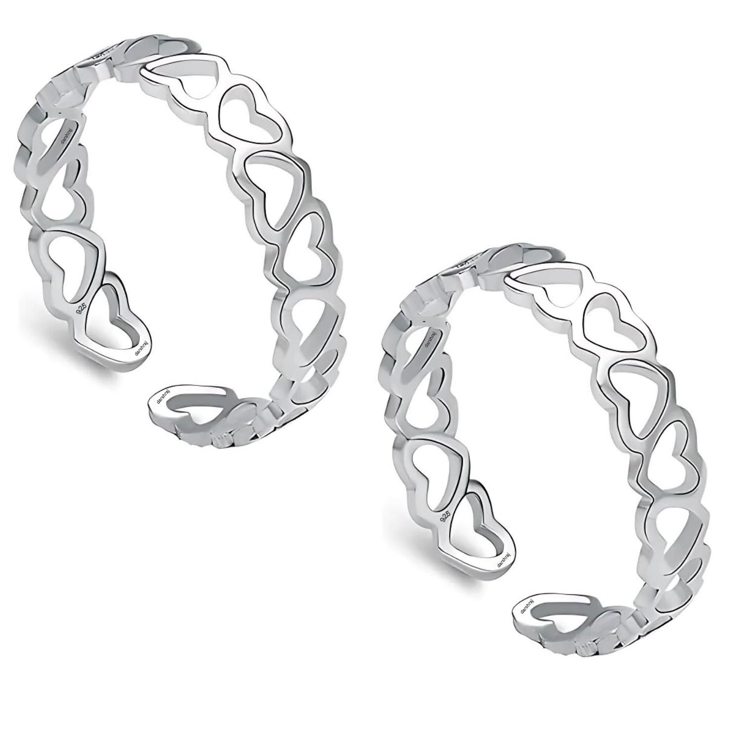 Jewellers Heart-shaped 925 Sterling Silver Toe Ring Mid Finger Ring - Exquisite Beauty for Women and Girls-image-16
