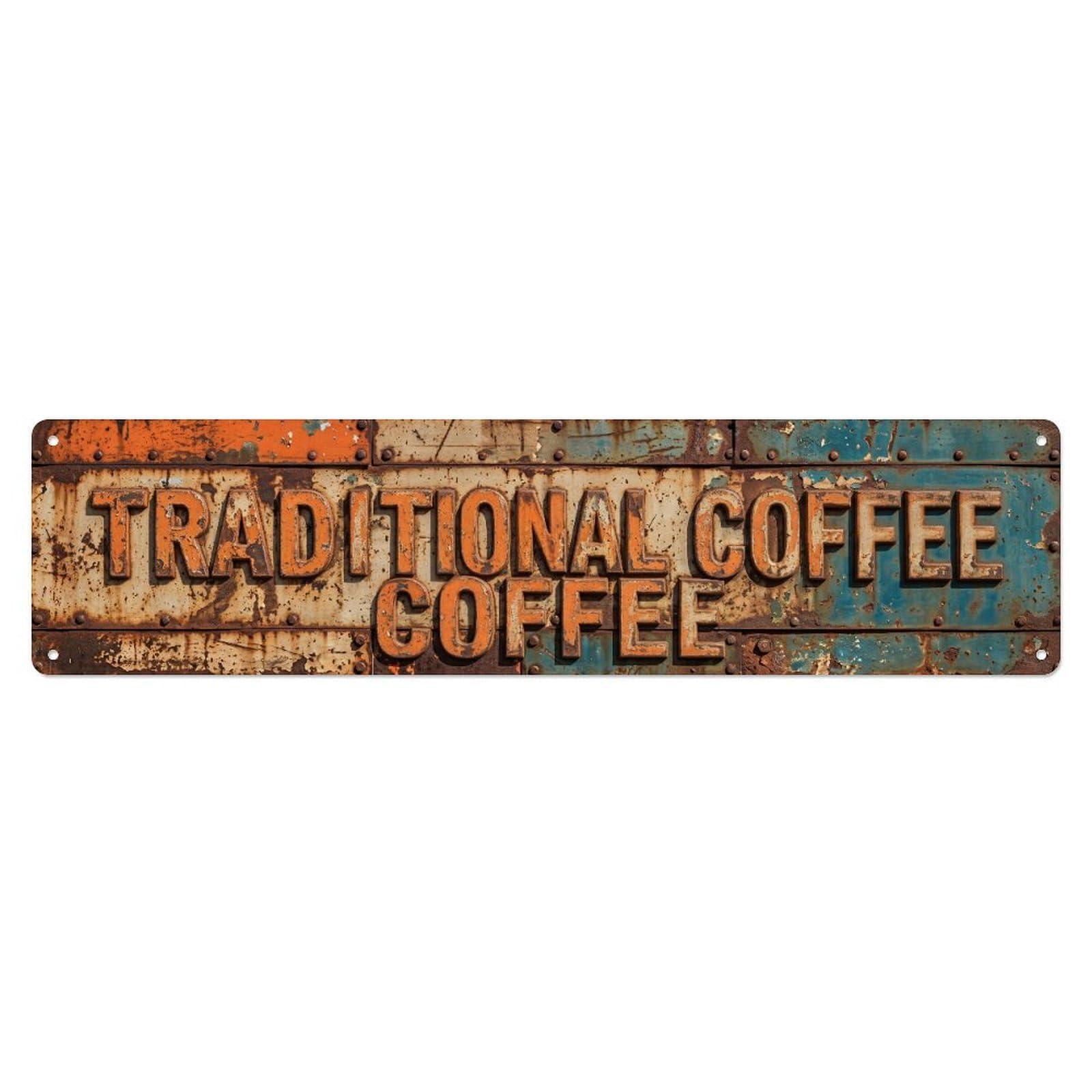 Traditional Coffee Vintage Metal Tin Skinny Sign Plaque Wall Decor for Cafe, Club Bar, Office, Home Garden Metal Poster 4x16Inch