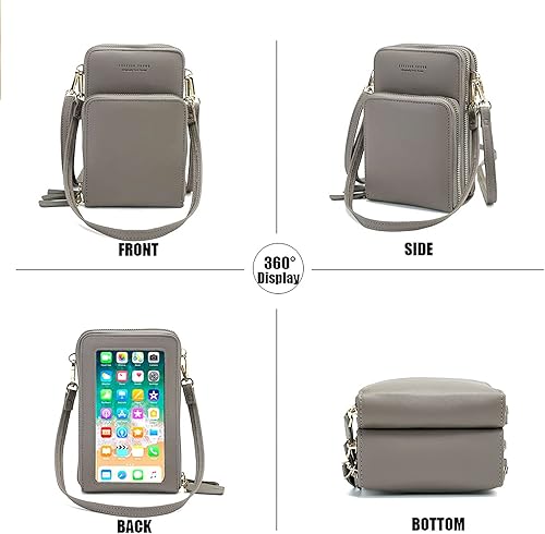 Miniatura 3 de myfriday Bolso cruzado con pantalla táctil para teléfono para mujeres, bolso de hombro pequeño para teléfono celular con bloqueo Rfid con 2 correas