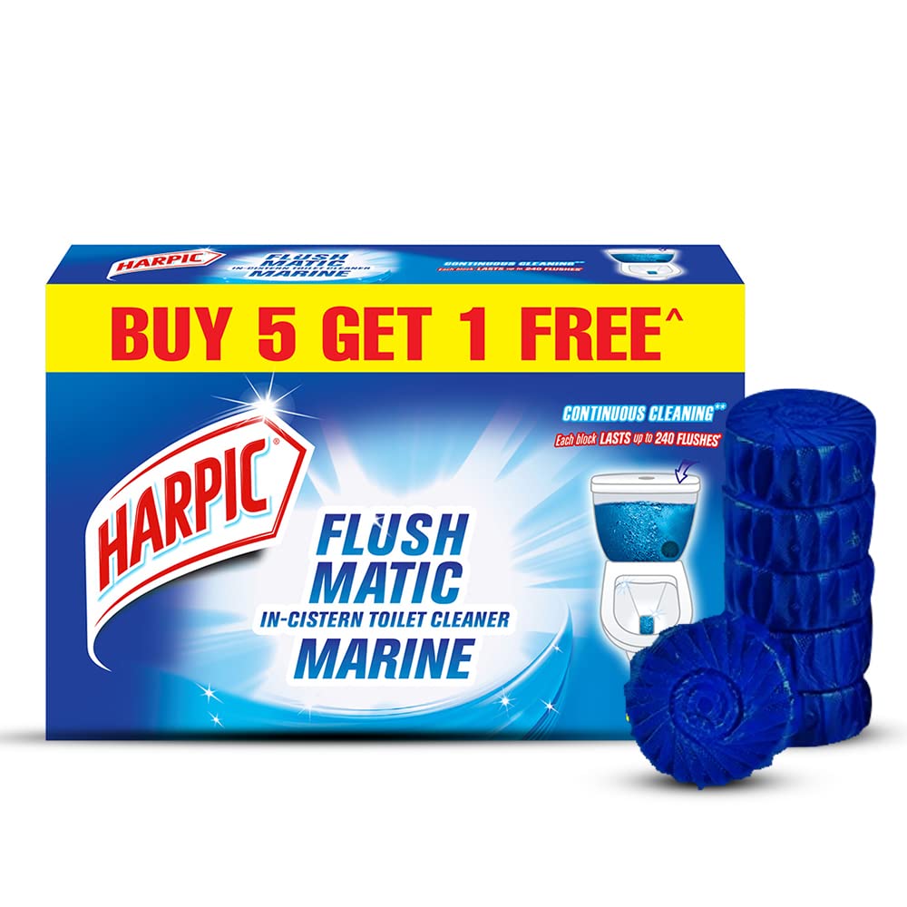 Harpic Flushmatic InCistern Toilet Cleaner Blocks, Marine 50 g (Pack