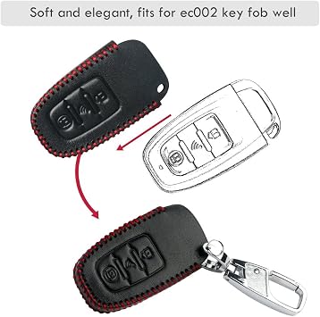 EASYGUARD LC01 genuine Leather case Cover Protector Case 1pc EC002 & EC003 PKE ALARM KEY FOB remote control (001, Black)