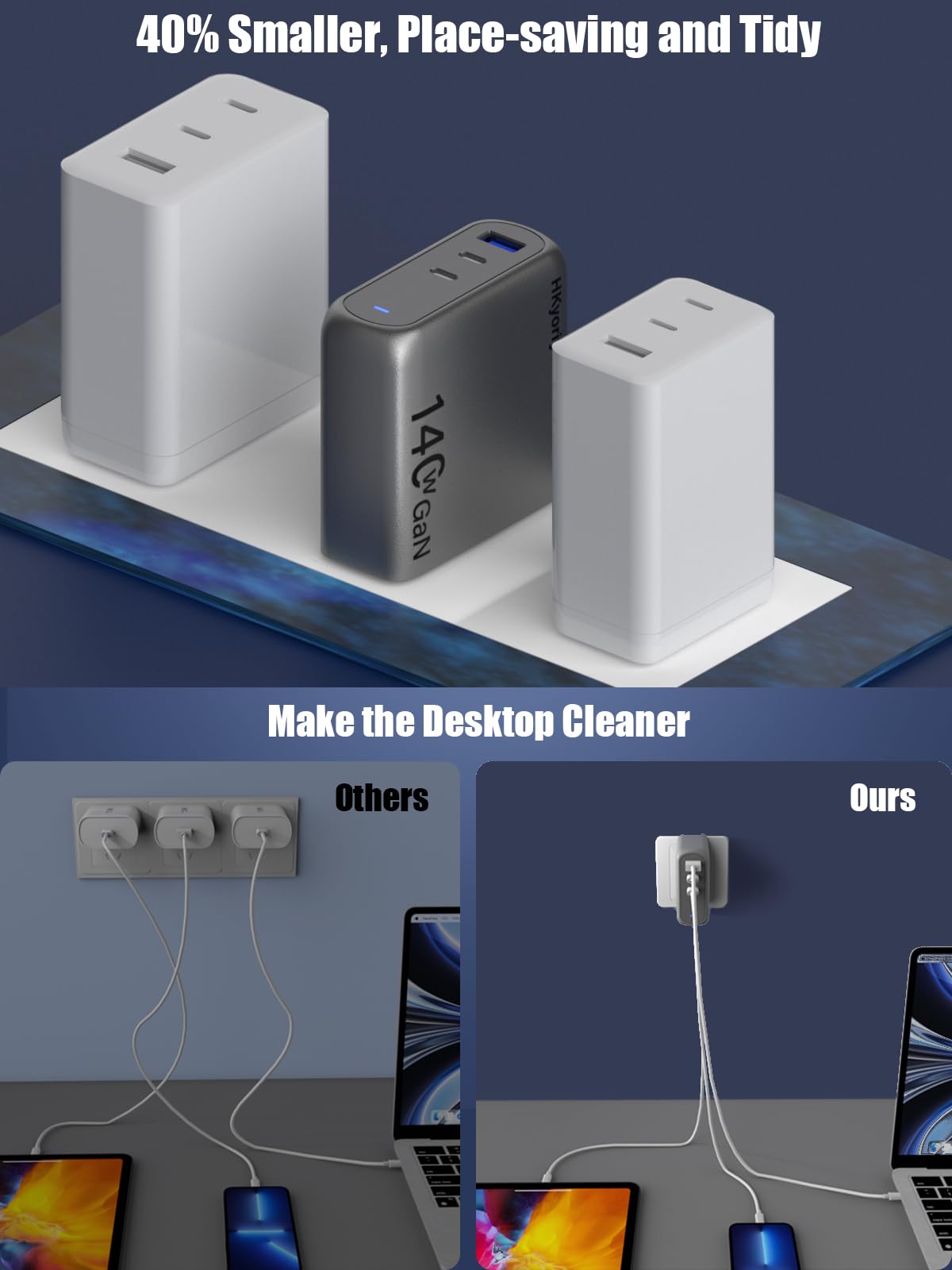 Cargador de pared USB C de 140 W GaN+ de 100 W, cargador rápido para laptop, PD3.1 PPS, 3 puertos, USB C, adaptador de corriente para MacBook Pro de 16 pulgadas, Dell XPS, iPhone 16/15 Pro Max, iPad
