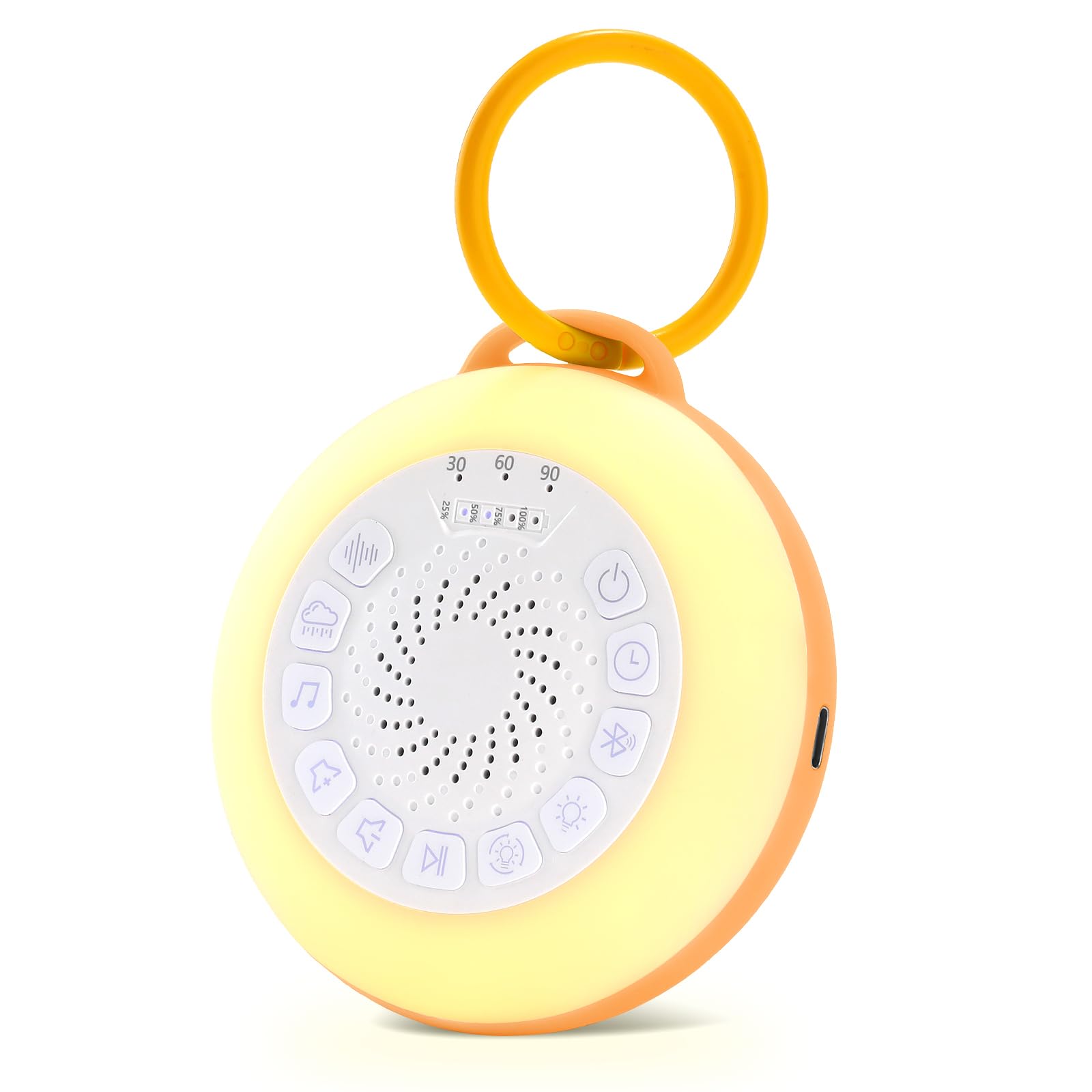 White Noise Machine Baby, Weißes Rauschen Gerät mit Nachtlicht, 28 Beruhigende Schlaflieder & Naturgeräusche, 3 Timer-Einstellungen, 7 Bunte Beleuchtung, Bluetooth-Lautsprecher & USB