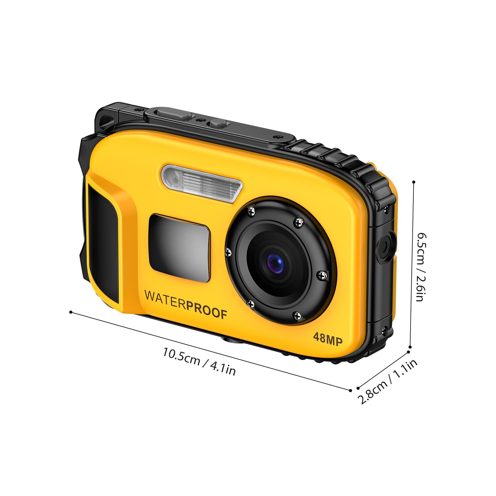 Camnoon 1080P Waterproof Digital Camera 48MP Digital Video Camera 2.4 Inch IPS Screen IP68 5M Body Waterproof Depth Auto Focus 4X Digital Zoom Built-in Battery Birthday Festival Gift for Kids