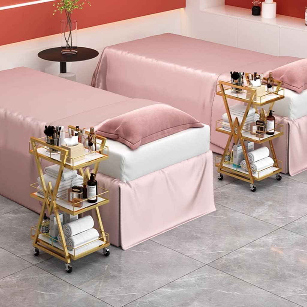 Carrello a 3 ripiani in metallo con ruote per salone, spa, barbiere, manicure, tatuaggi, carrello multiuso con cassetto e contenitore