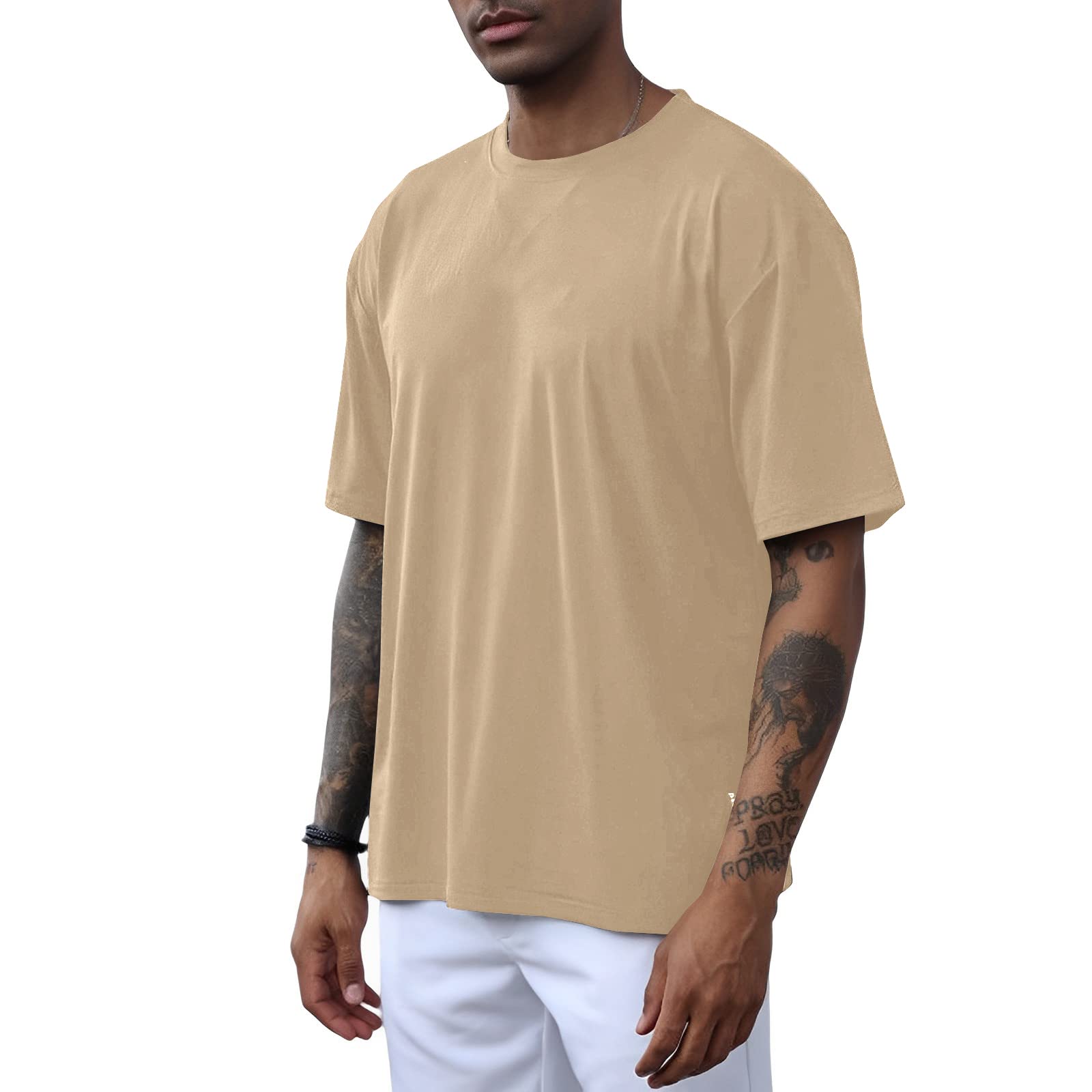 YawYewsMen's Fashion Athletic T-Shirts Short Sleeve Casual Tee Plain Loose Crew Workout Gym Streetwear Shirts Top