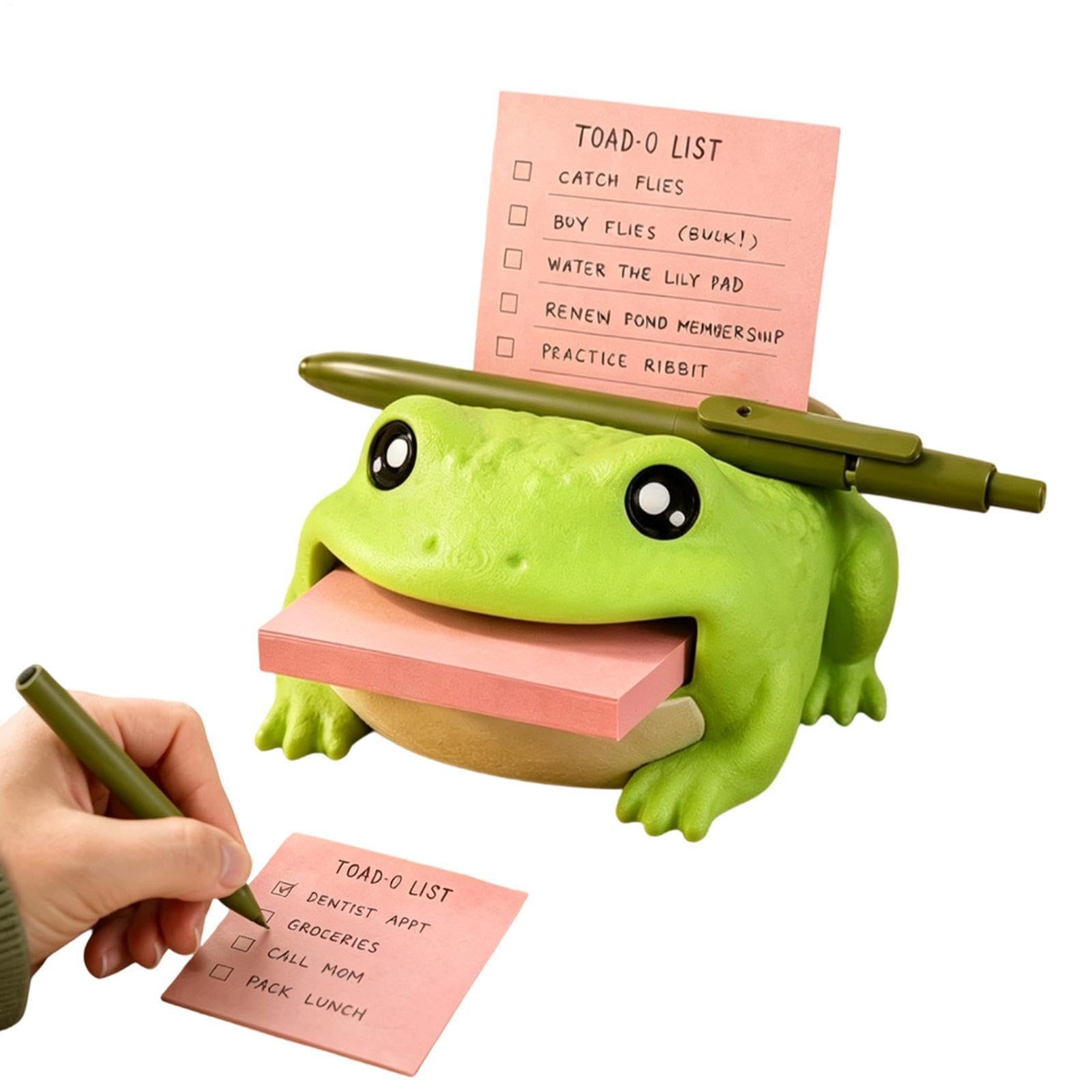 Frog Toad Desk Organizer Sticky Note Holder with Pen Slot