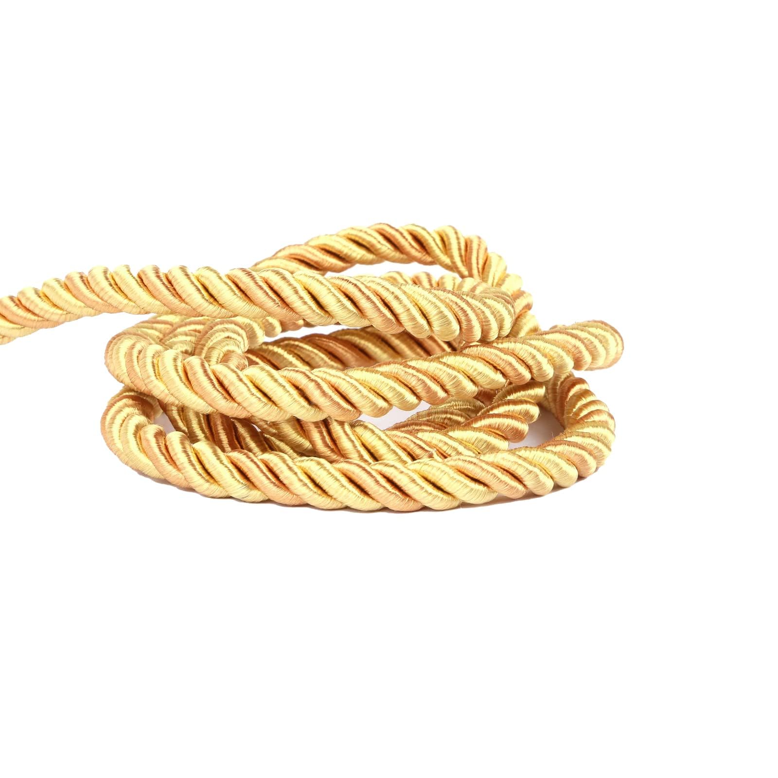 Fenghuangwu 8mm / 10 Yards Twisted Trim Cord Rope Nylon Twisted Cord Thread String for Home Decor, Crafts Making and Costume Crafting (Mix Gold, 10 yard)