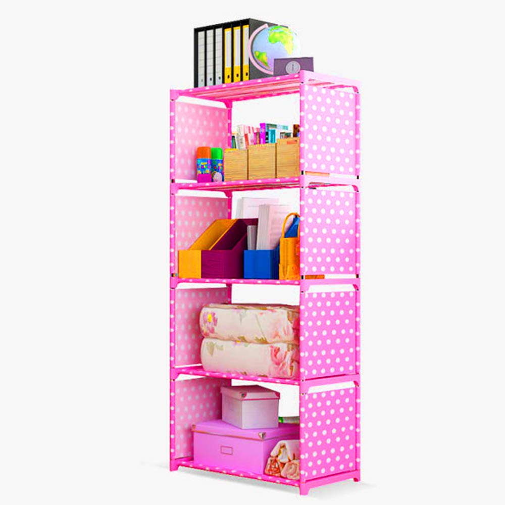 Sterling Bookshelf| Storage Shelve for Books Storage Organizer|Children Book Rack| Bookcase for Home Furniture |Cabinet Shelves for Bedroom Office Living Room (4 Layer Pink)