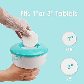 POOLWHALE Pool & Spa Floating Dispenser Collapsible Floater | Fits 1-3 Bromine & Chlorine Tablets, Adjustable Control Ring, 7 Diameter Chemical Dispenser For Pool & Spa