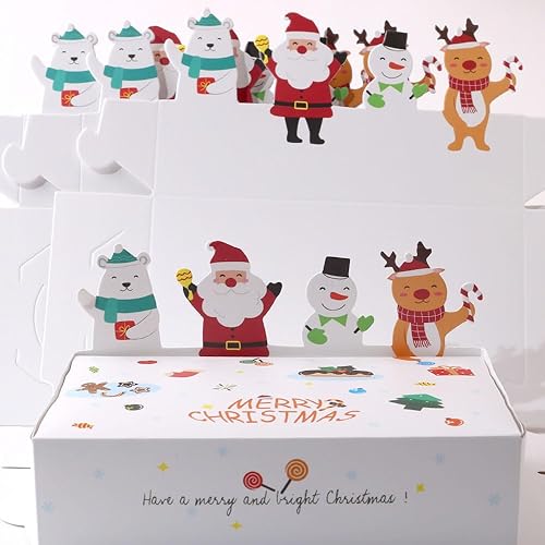 Miniatura 5 de Cajas de regalo de Navidad de dibujos animados con tapas, soporte 3D, oso, Papá Noel, muñeco de nieve, alce, cajas de dulces de Feliz Navidad, cajas