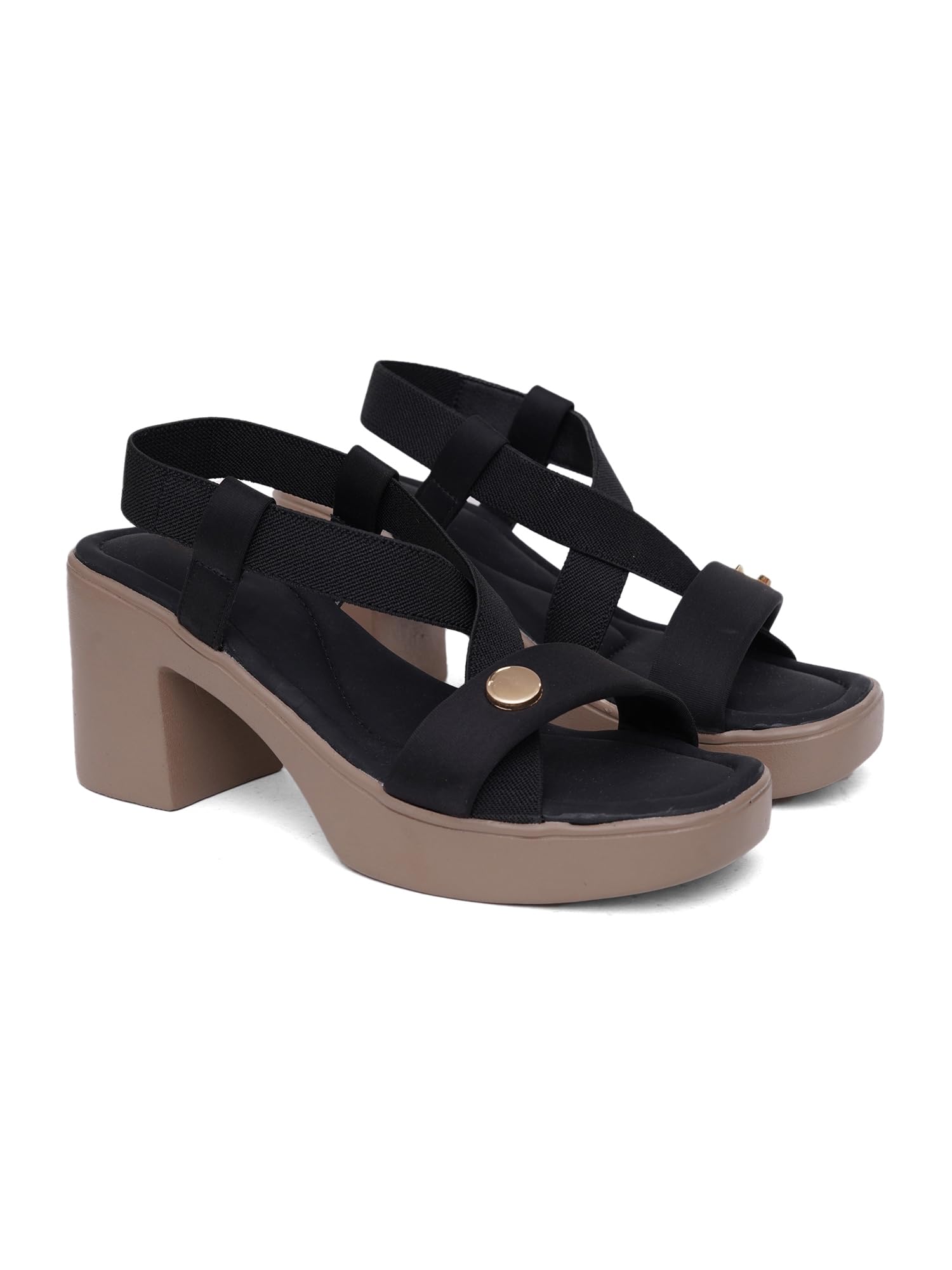 womens Orvyn Elegant Block Heel Sandals for Women & Girls | Stretchable Straps | Cushioned Comfort |-image-16