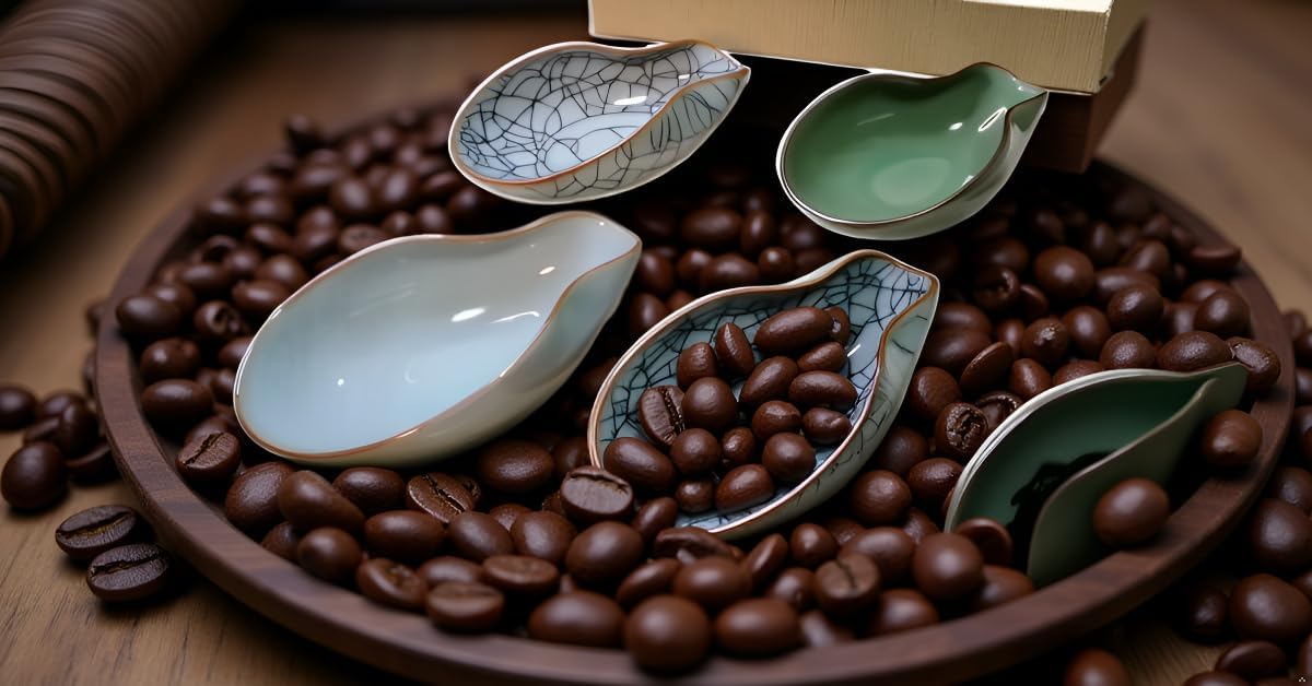 LPPC Handmade Longquan Celadon 6-Piece Gongfu Tea Set - UNESCO Heritage, Porcelain Tea Cups & Spoons with Anti-Spill Spout, Luxury Gift Box for Tea Lovers (Plum Blossom/Ge Kiln Crackle/Light Blue)