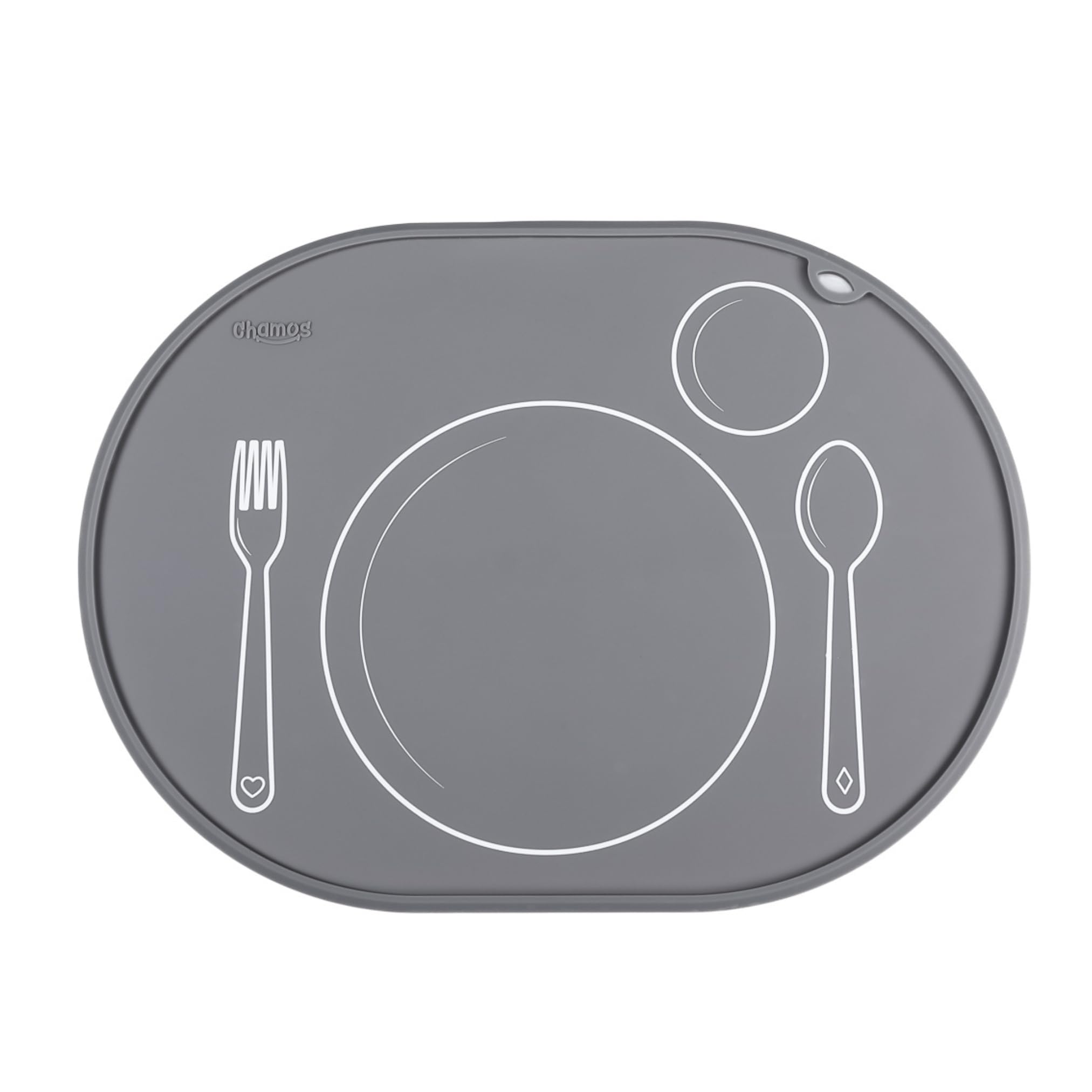 CHAMOS Silicone placemats for Toddlers - Montessori placemat for Round Table - Oval Kids placemats for Dining Table - Non Slip, Small, Educational