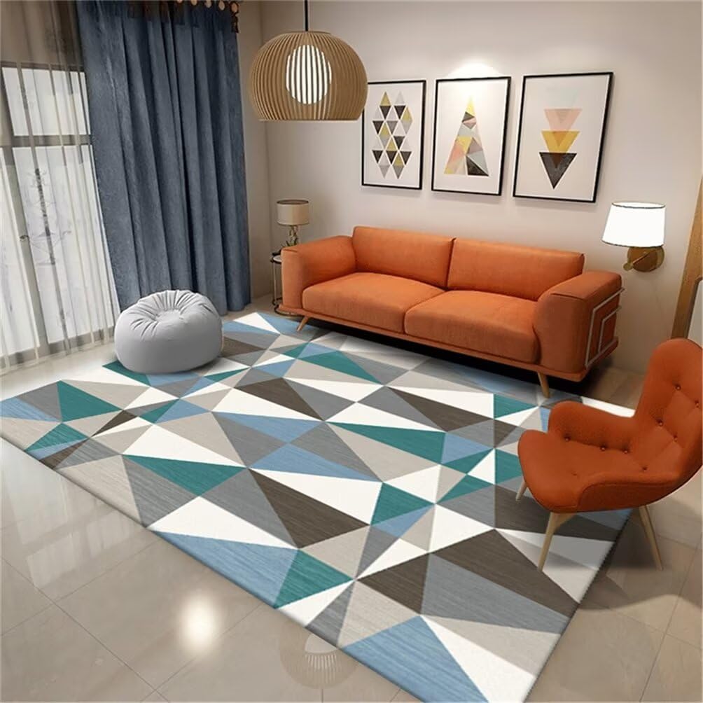 Tapis moderne géométrique lavable et confortable XXL