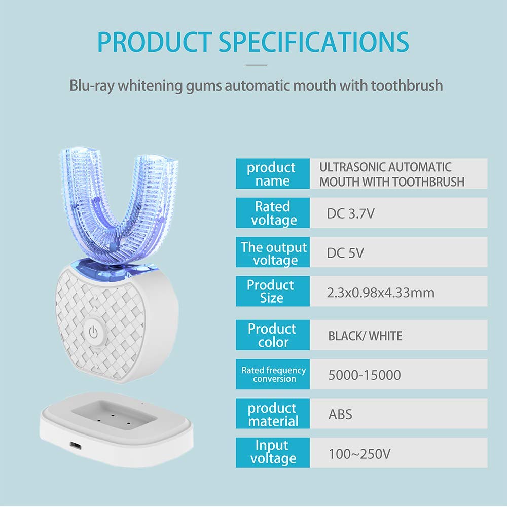 Cepillo de dientes ultrasónico, cepillo de dientes automático, blanqueamiento dental sónico con temporizador, cepillo de dientes eléctrico ultrasónico de 360° para adultos, carga inalámbrica (mujer)