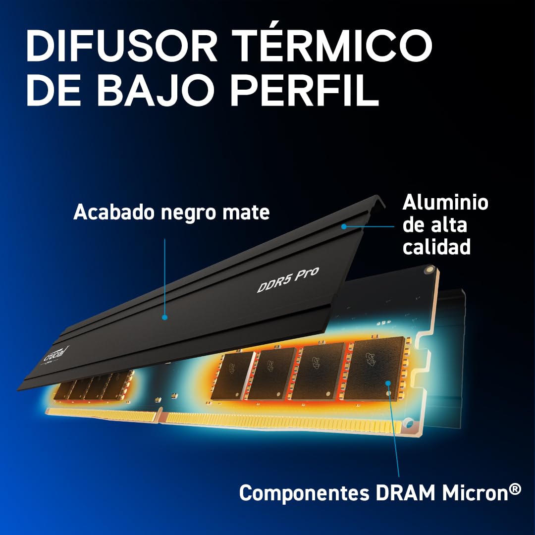 Crucial Pro RAM DDR5 48GB (2x24GB) 5600MHz, Intel XMP 3.0 / AMD