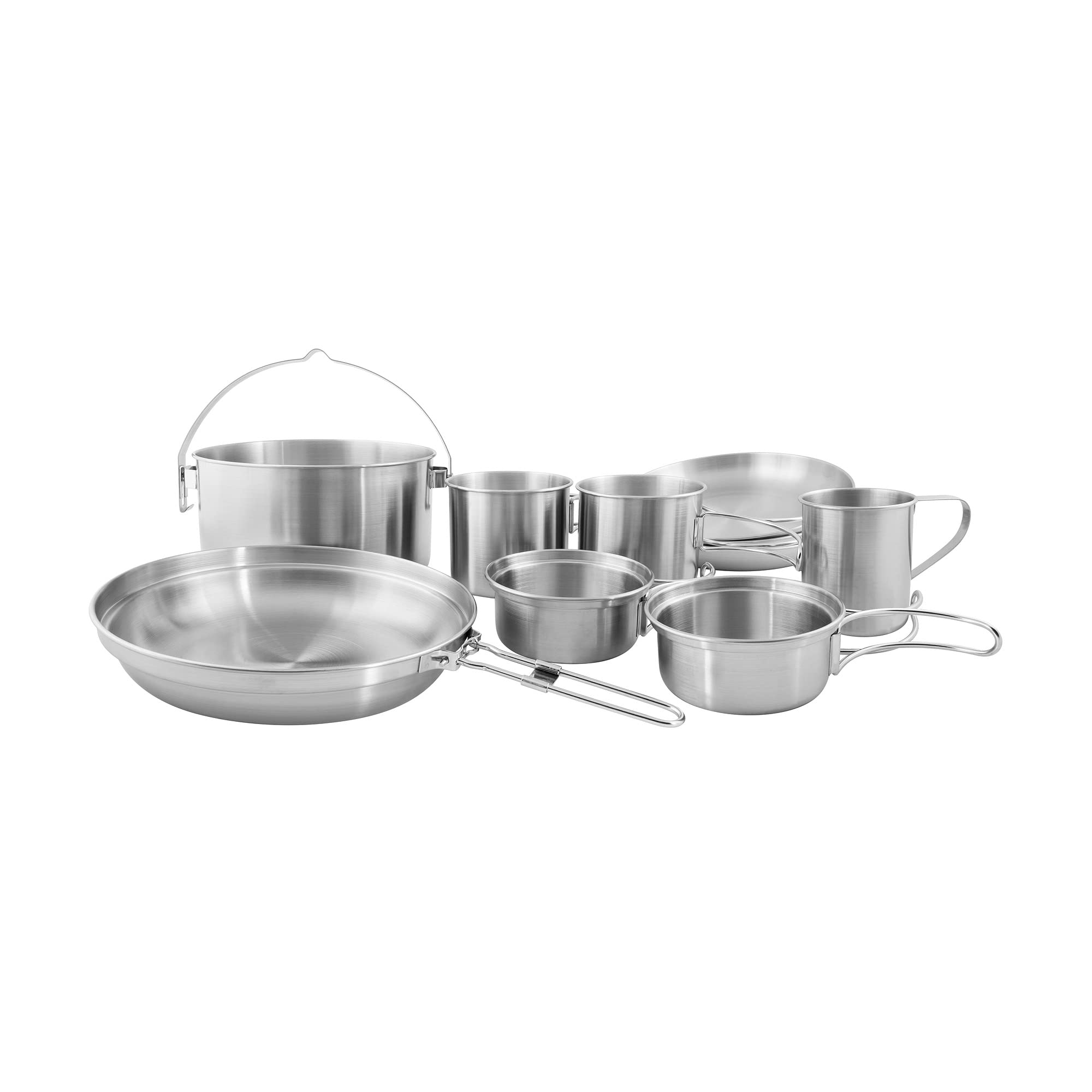 Tatonka Camping-Kochgeschirr Picnic Set III (10-teilig) - Edelstahl-Geschirr fürs Picknick zu dritt - Mit Topf, Pfanne, Tellern und Bechern (inkl. Deckel) - Schadstofffrei & lebensmittelecht