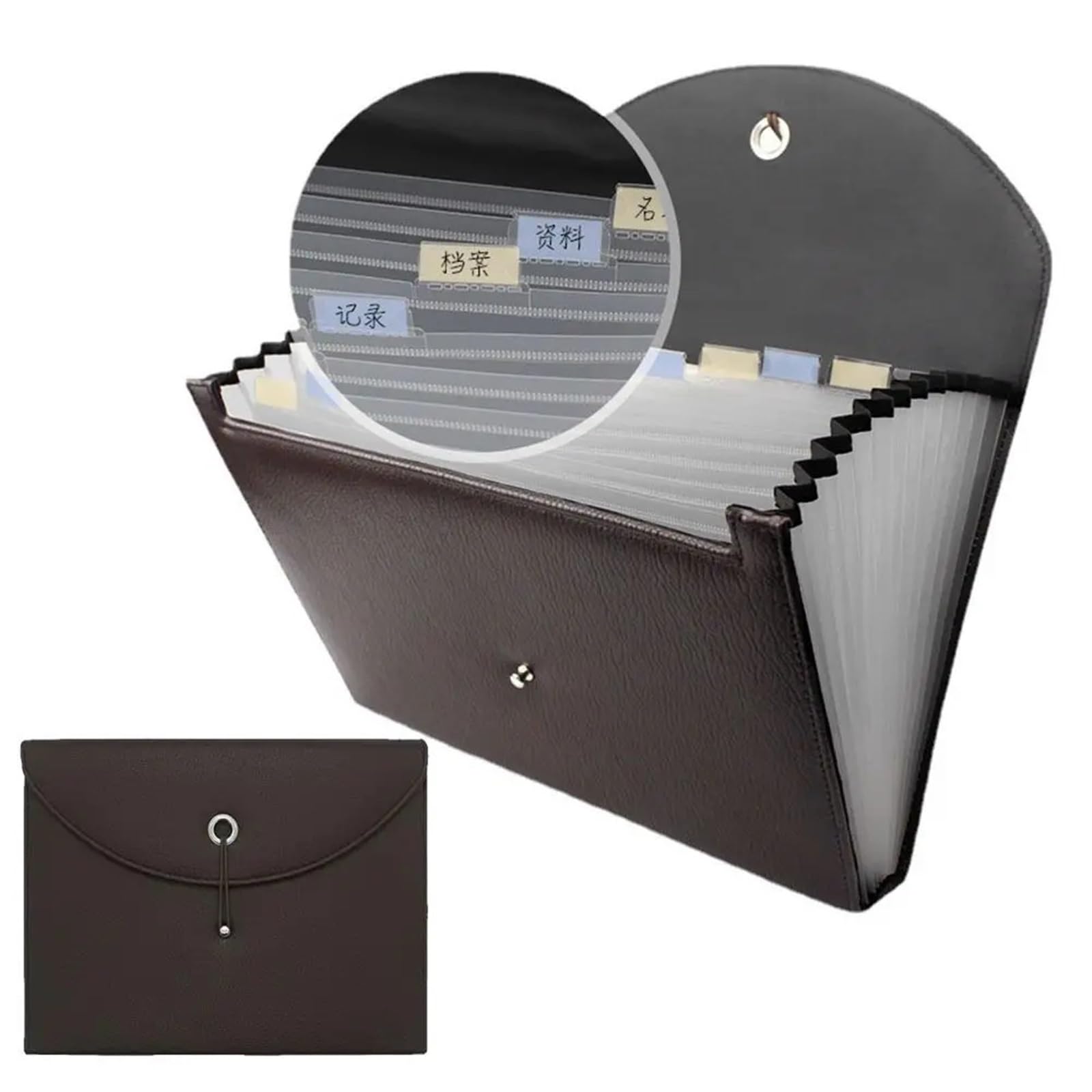 Borsa for documenti impermeabile in pelle PU con etichette Portadocumenti espandibile portatile Design di tenuta elastica multifunzionale Per Archiviazione Documenti