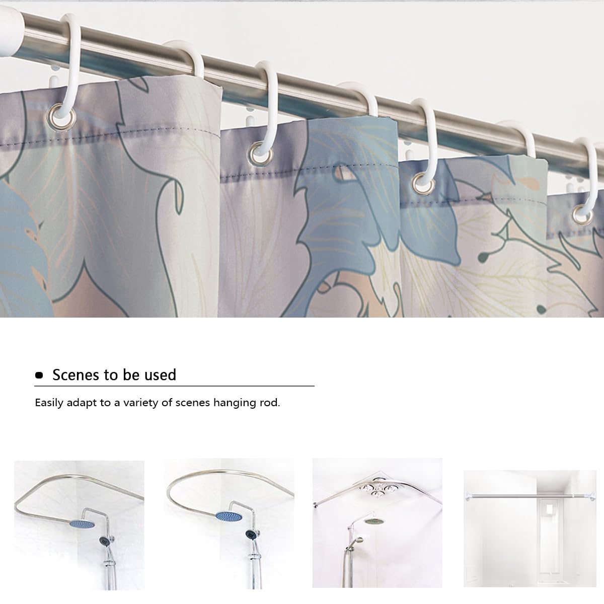 Cortina de Ducha Estilo Morris Acanto Crema Azul 150x200cm
