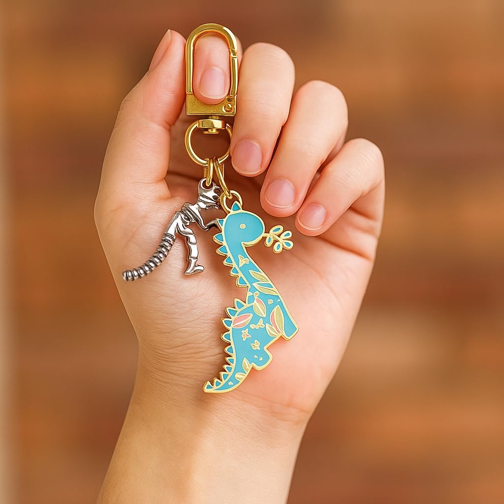 Dinosaur Keychain, Cute Key Chains for Son and Tech Lovers,Mens Keychains for Car Keys,Cute Key Chains for Bag Charms-Bule - Image 4