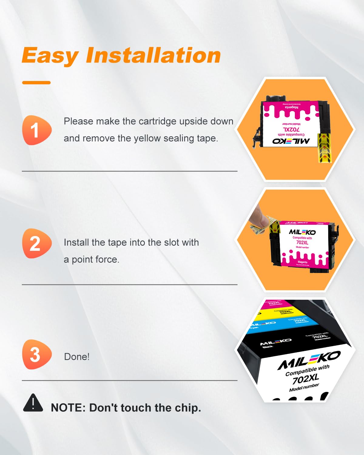 702 702XL Cartucce d'inchiostro rigenerate per Epson 702XL 702 T702 T702 T702XL cartucce d'inchiostro ad alta resa da utilizzare con Epson Workforce Pro WF-3720 WF-3730 WF-3733 (confezione da 4 pezzi,