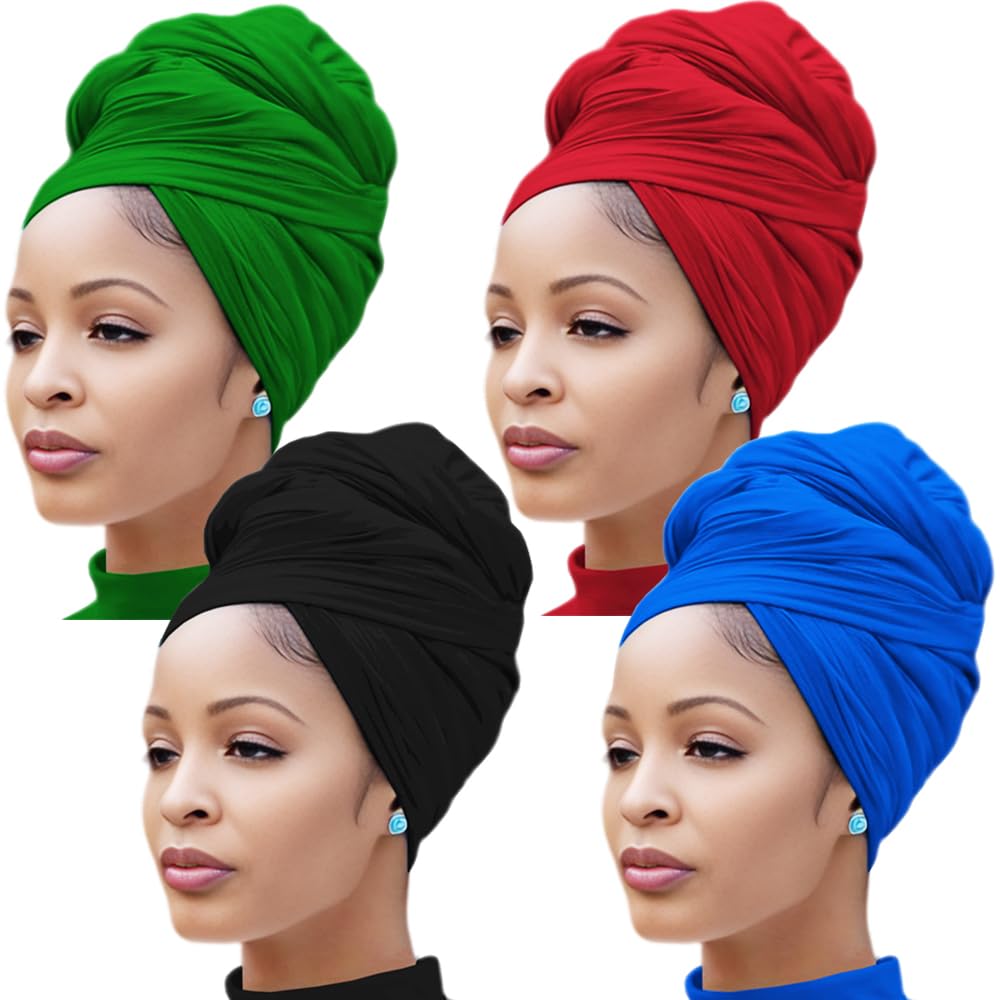 Nonbongoy Head Wraps for Black Women Stretch Headwraps Large Hair Wraps Hijab Scarves for Muslim Head Scarf Turban Headbands