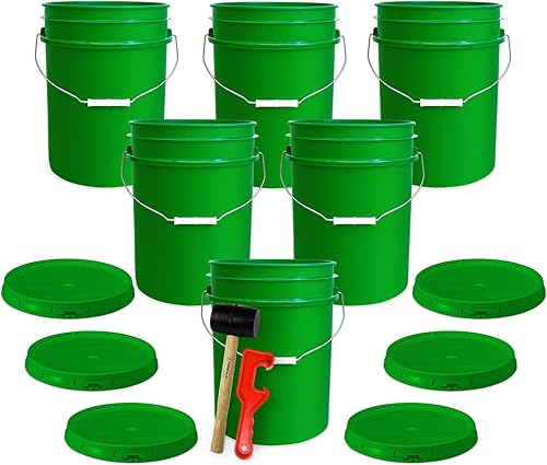 ePackageSupply Cubo de plástico de 5 galones con tapa hermética I Cubo de grado alimenticio  Sin BPA I Heavy Duty 90 mil cubo multiusos fabricado en